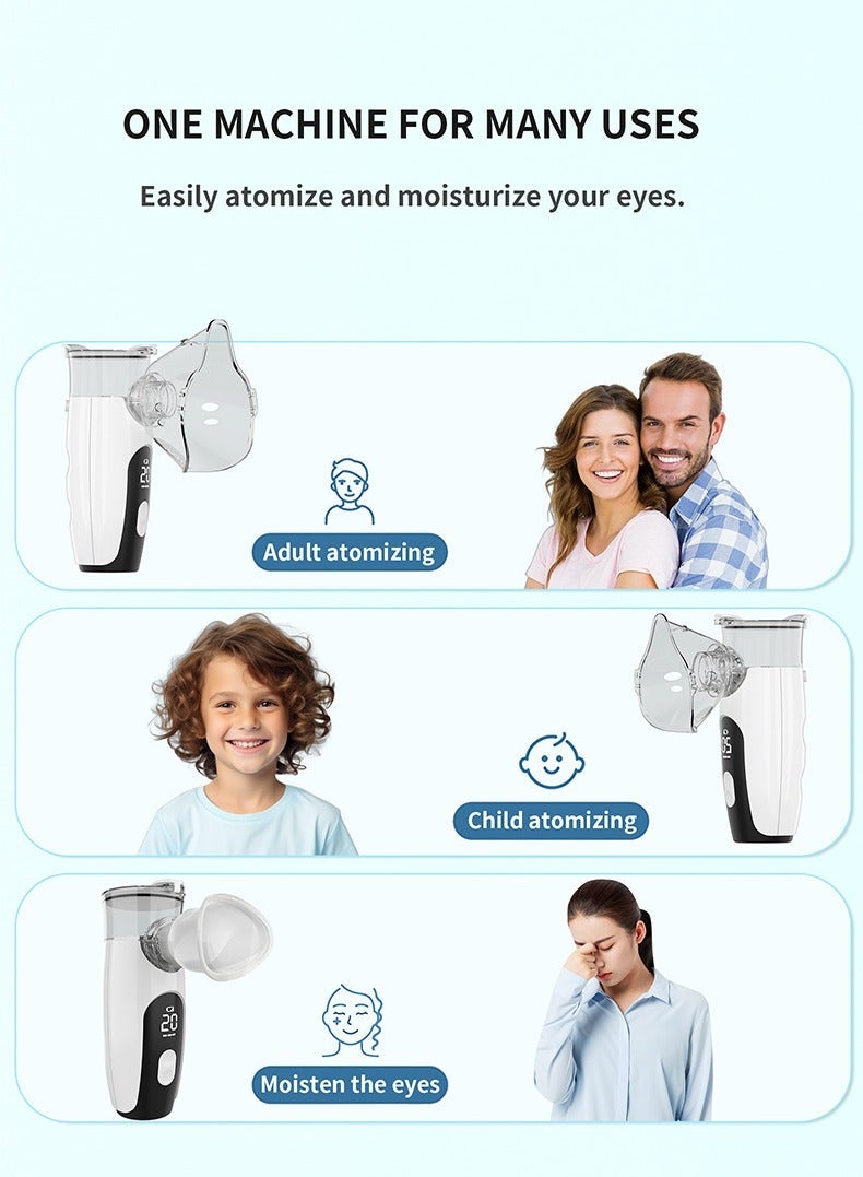 KKV Ultrasonic Inhaler Mesh Nebulizer,Portable Steam Inhaler Atomizer, All-in-one nebulizer and eye massager,smart digital display e-atomizer features three adjustable power levels, is portable, rechargeable, timing,and quiet, making it suitable for children、 travel and home use. - Image 3