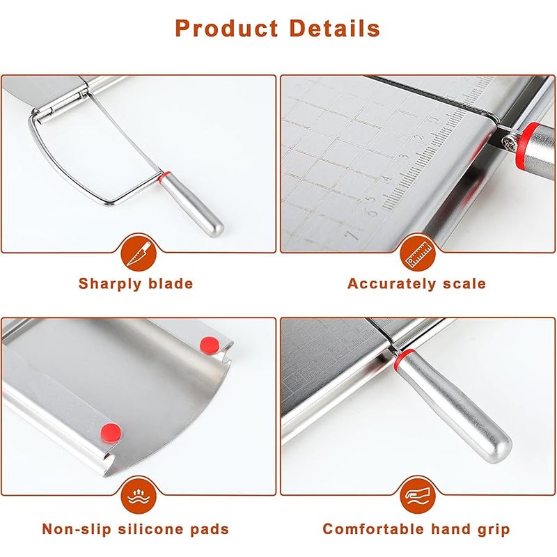 Faat3 Coi4 Cheese Slicer, Multipurpose Cheese Cutter Stainless Steel Cheese Slicers for Block Cheese, er, Sausages, Fruits Kitchen Gadget Cheese Cutting Board - Image 3