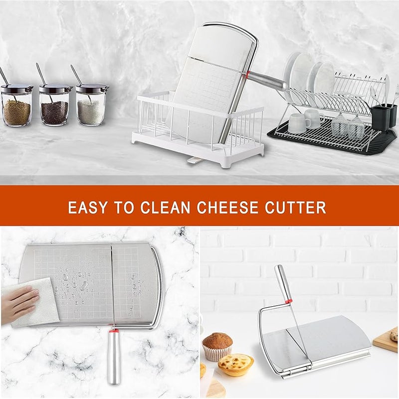 Faat3 Coi4 Cheese Slicer, Multipurpose Cheese Cutter Stainless Steel Cheese Slicers for Block Cheese, er, Sausages, Fruits Kitchen Gadget Cheese Cutting Board - Image 5