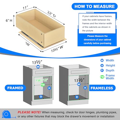 WelFurGeer Soft Close Pull Out Drawers for Cabinets, 11" W x 22" D Pull Out Cabinet Organizer, Smooth Slide-Out Shelves for Kitchen Cabinets, Durable Pullout Drawers for Home & Kitchen Organization - Image 5