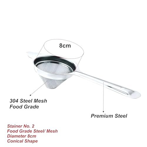 Brunchy Stainless Steel Tea Strainer Steel Chai Chhalni - Tea Infuser Chalni & Coffee Strainer - Durable Tea Filter Stainless Steel for Perfect Brewing and Easy Cleaning (1, Conical Small) - Image 4