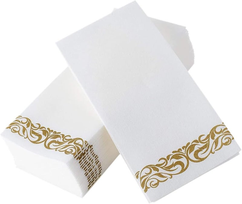 Beaupretty 25 قطعة مناديل ذهبية مطبوعة بالنقش البارز للاستخدام لمرة واحدة لحفلات الزفاف والفنادق والفعاليات - Image 1