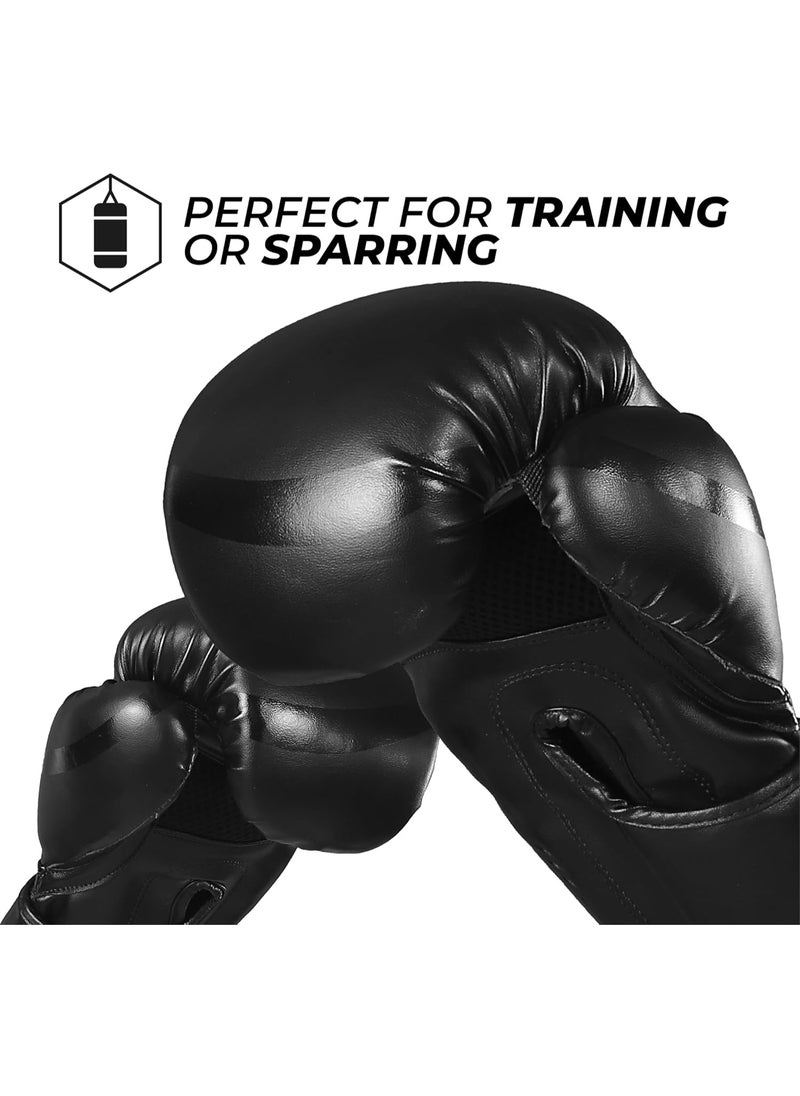 Sanabul  - Essential Gel Boxing Gloves | Pro-Tested Kickboxing Gloves for Men and Women | Ideal for Boxing, MMA, Muay Thai, and Heavy Bag Training All Black - Image 1