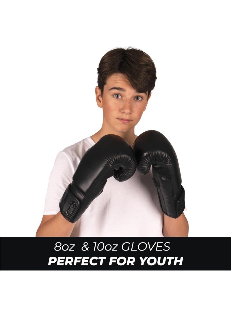 Sanabul  - Essential Gel Boxing Gloves | Pro-Tested Kickboxing Gloves for Men and Women | Ideal for Boxing, MMA, Muay Thai, and Heavy Bag Training All Black - Image 1