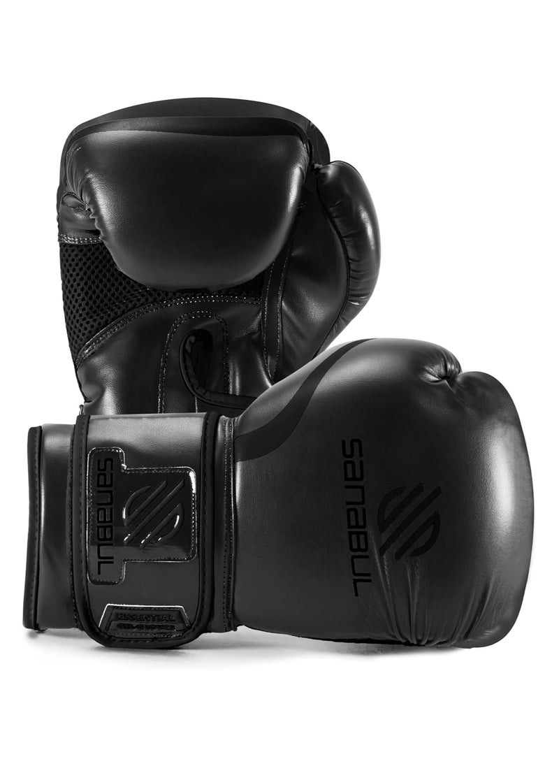 Sanabul  - Essential Gel Boxing Gloves | Pro-Tested Kickboxing Gloves for Men and Women | Ideal for Boxing, MMA, Muay Thai, and Heavy Bag Training All Black - Image 1