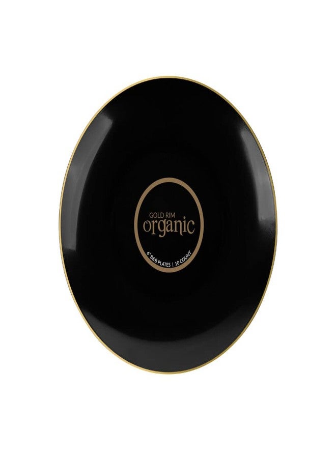 Blue Sky Organic Black/Gold Rim Plates (10 Pack) - 6" Elegant Plastic Disposable Dishware for Parties & Events - Image 4