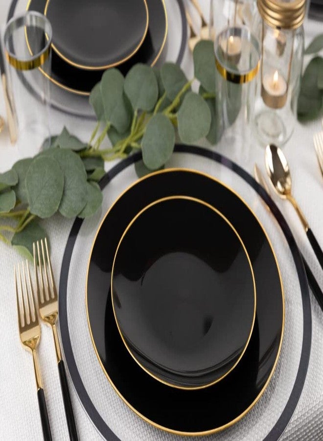 Blue Sky Organic Black/Gold Rim Plates (10 Pack) - 6" Elegant Plastic Disposable Dishware for Parties & Events - Image 2
