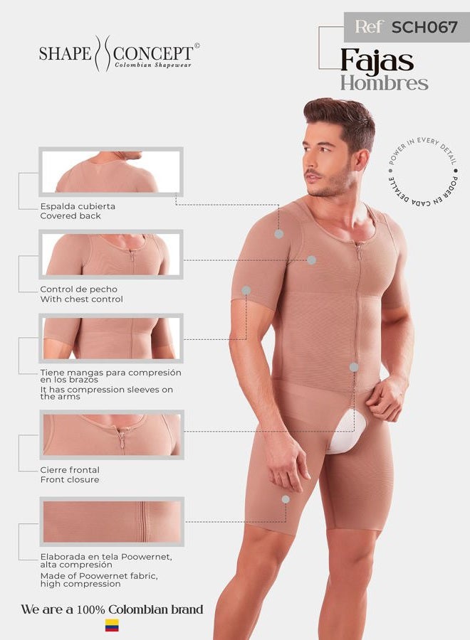 SHAPE CONCEPT 067 Fajas Colombianas para Hombres Mens Girdle High Compression Garmen Shapewear Body Shaper for Men, Beige, XL - Image 5