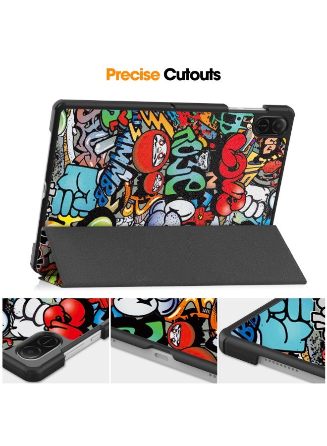 Suitable for 2024 new HONOR Pad X8A graffiti strap bracket function, shockproof and anti drop three fold protective cover - Image 5