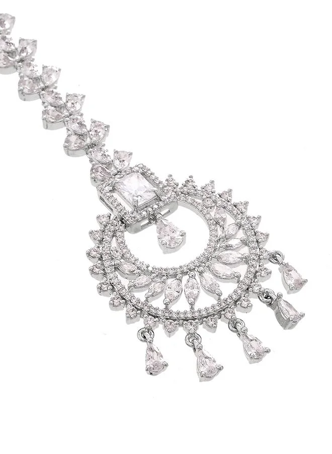 VOYLLA CZ Elegance Clear Zircons Silver Plated Maang Tika