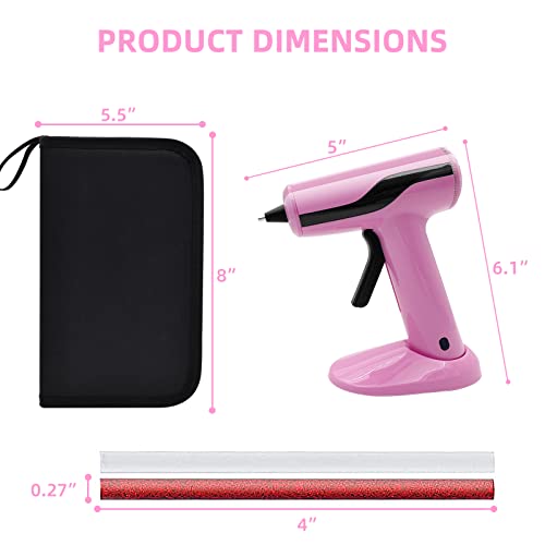 Liumai Cordless Hot Glue Gun Kit with 30pcs Mini Glue Sticks, USB Rechargeable Mini Glue Gun with Carrying Case, Stand-Up Base, Smart Power-Off Hot Melt Glue Gun for Crafting, Pink - Image 5