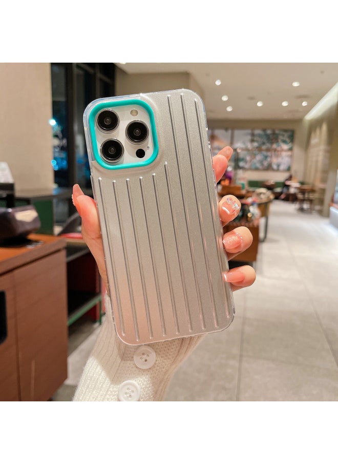 Generic Original IMD Metal Luggage Case For iphone16 Phone Case For Apple 15 Colorful Gradient 13/11 Protective Case-Color:Sky Blue Box "IMD-Metal Luggage Shell"-Applicable Model:For iphone16  - Image 1