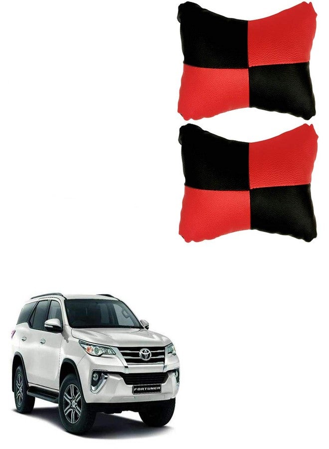 Adroitz Red Check Design Car Neck Rest Cushion with Adjustable Straps_111 - Image 1