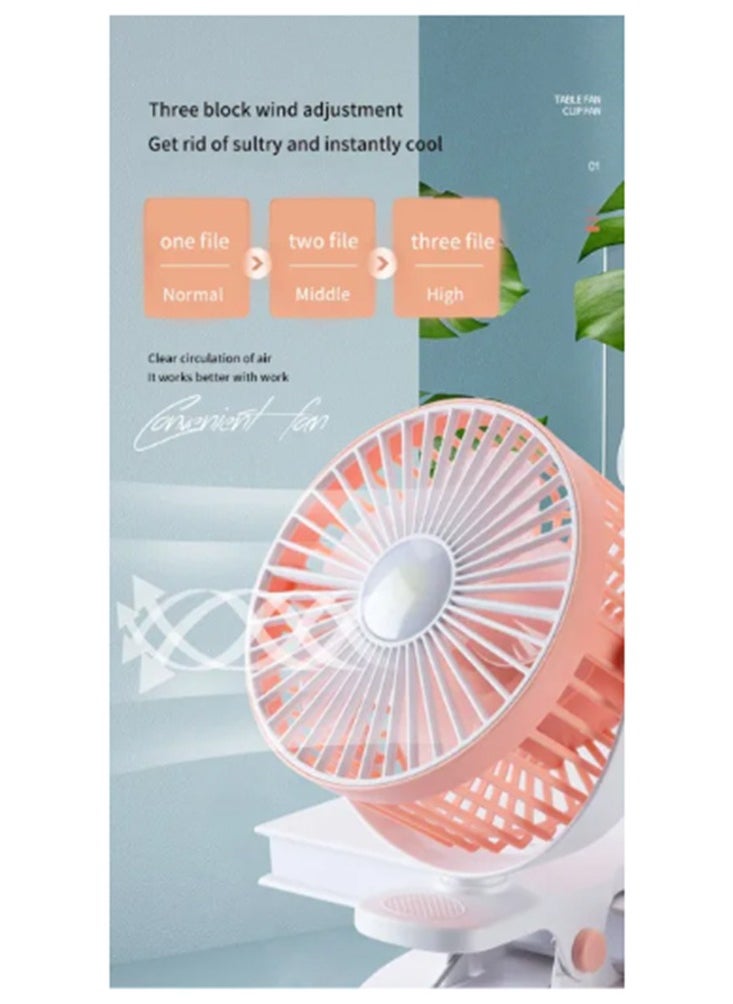 Generic - Mini Thinning Table Clamp Fan Large Capacity Battery 3-speed Air Adjustment Quiet and Comfortable (YT-M2027) - Image 1
