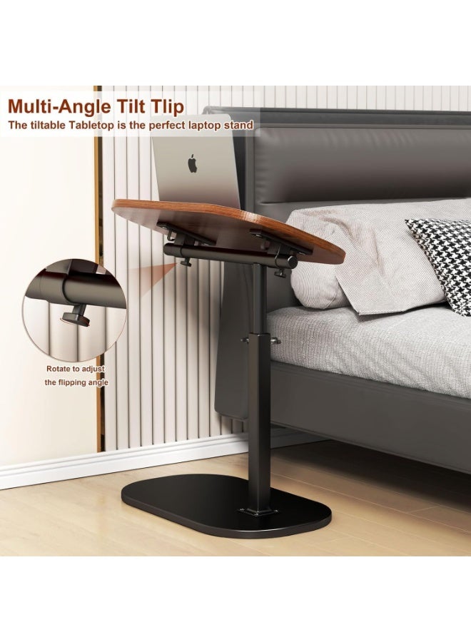 M.A&F's Adjustable Height C Shaped Side Table - 360° Swivel & Flip Top Design | Mobile C End Table for Couch/Sofa/Bed | Large Tabletop C Shaped Laptop Stand & Coffee Table with Slide-Under Feature (black) - Image 4