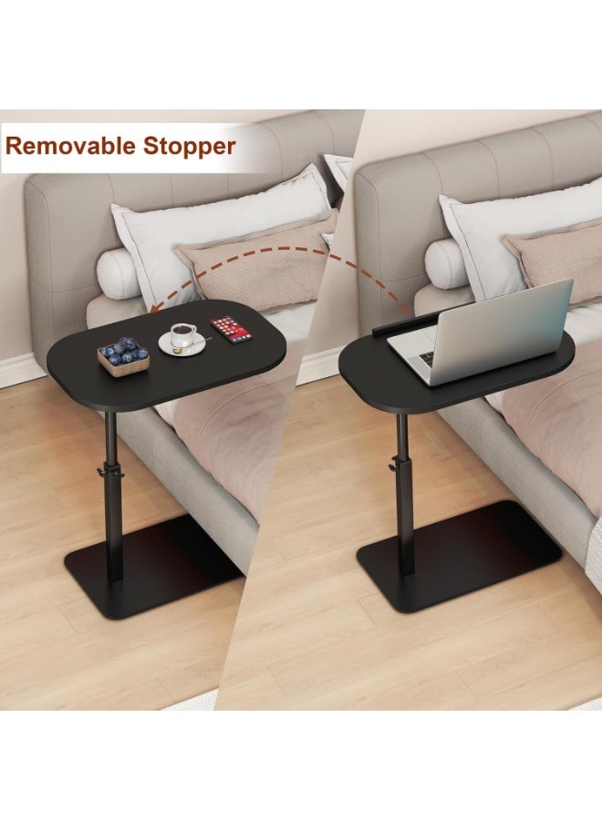 M.A&F's Adjustable Height C Shaped Side Table - 360° Swivel & Flip Top Design | Mobile C End Table for Couch/Sofa/Bed | Large Tabletop C Shaped Laptop Stand & Coffee Table with Slide-Under Feature (black) - Image 5