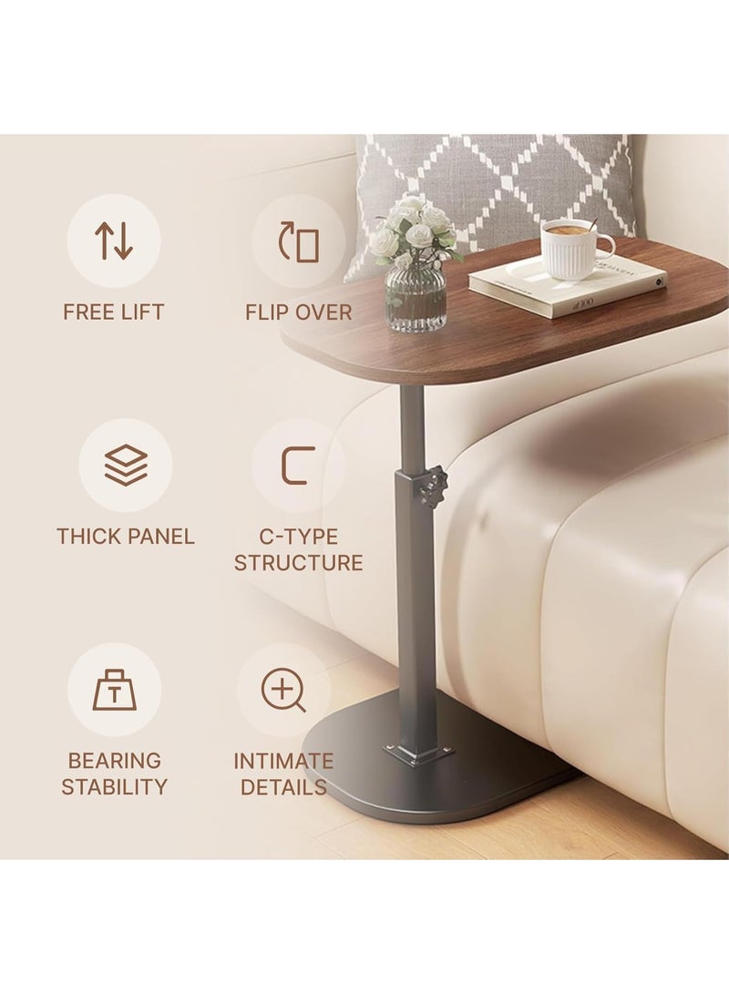 M.A&F's Adjustable Height C Shaped Side Table - 360° Swivel & Flip Top Design | Mobile C End Table for Couch/Sofa/Bed | Large Tabletop C Shaped Laptop Stand & Coffee Table with Slide-Under Feature (black) - Image 1