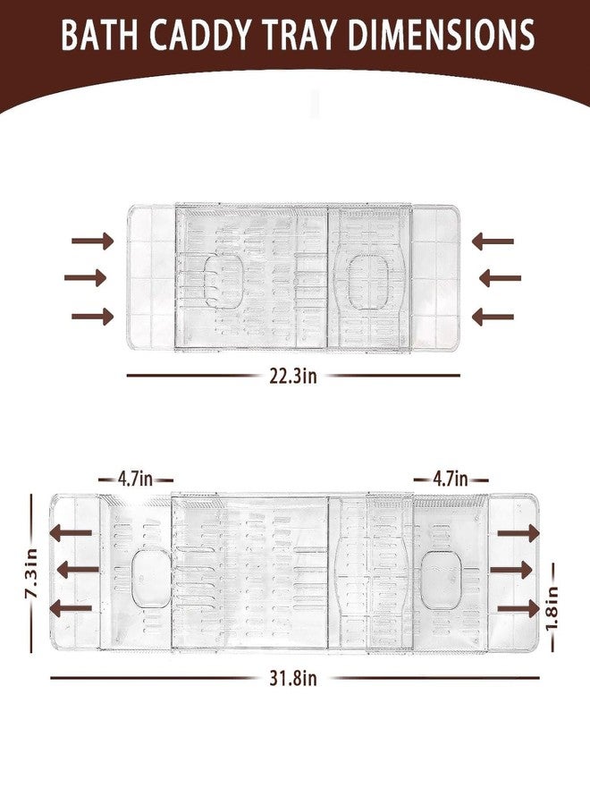 SUNNIFA Luxury Clear Bathtub Shelf Across Tub,Expandable Plastic Bathtub Tray Over The Tub Bath Caddy,Free Standing Bath Table Board & Accessories for Women Relaxing with Reading Book Holder - Image 2