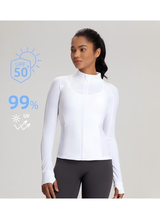 Women's UPF 50+ Cooling Sun Protection Jacket - Slim Fit Stand Collar Breathable Full-Zip Sport Coat for Running Yoga - Image 1