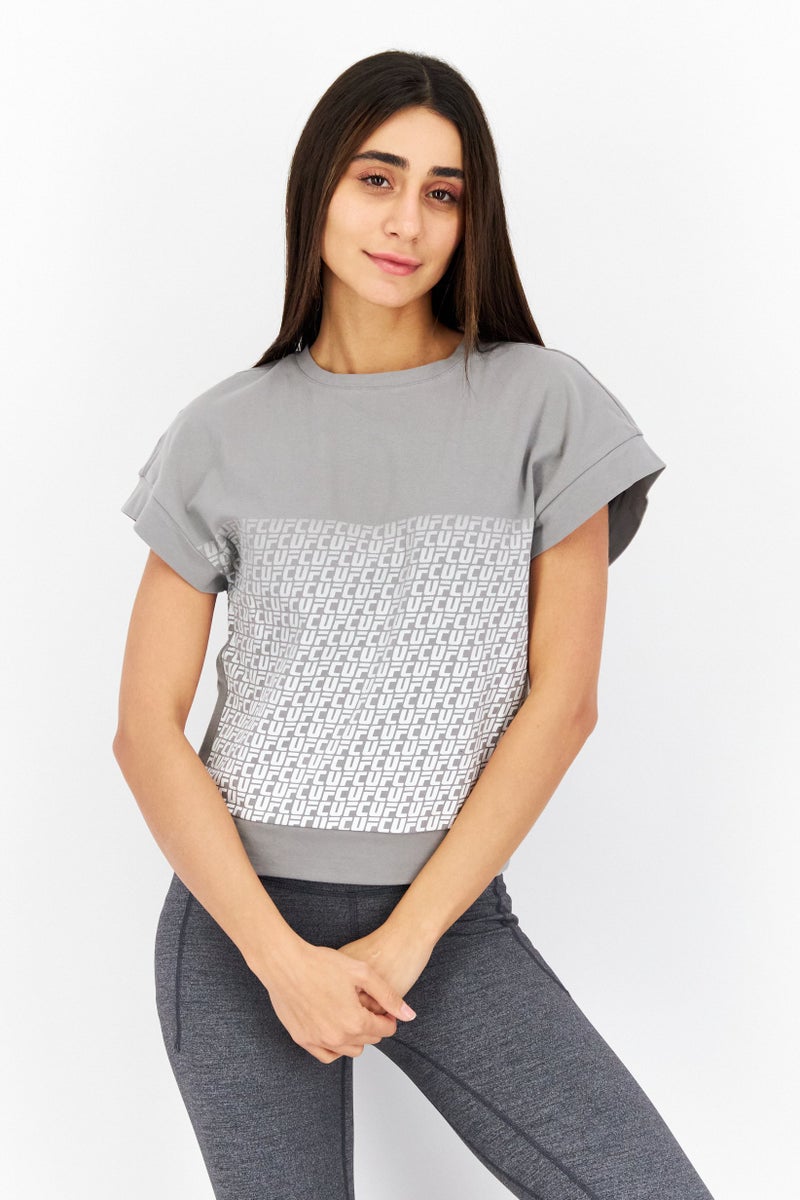 Ufc Women Sportswear Fit Cap Sleeve Training T-Shirt, Grey Combo - Image 1