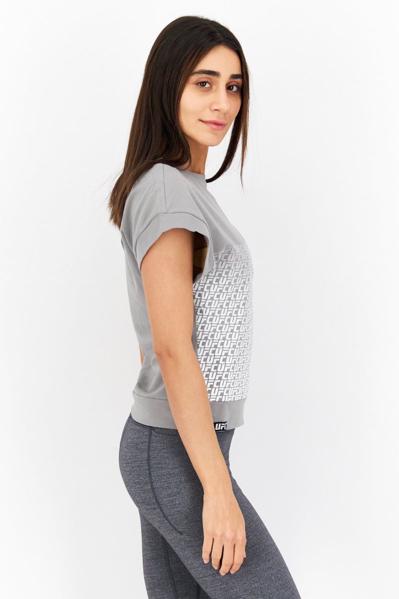 Ufc Women Sportswear Fit Cap Sleeve Training T-Shirt, Grey Combo - Image 2