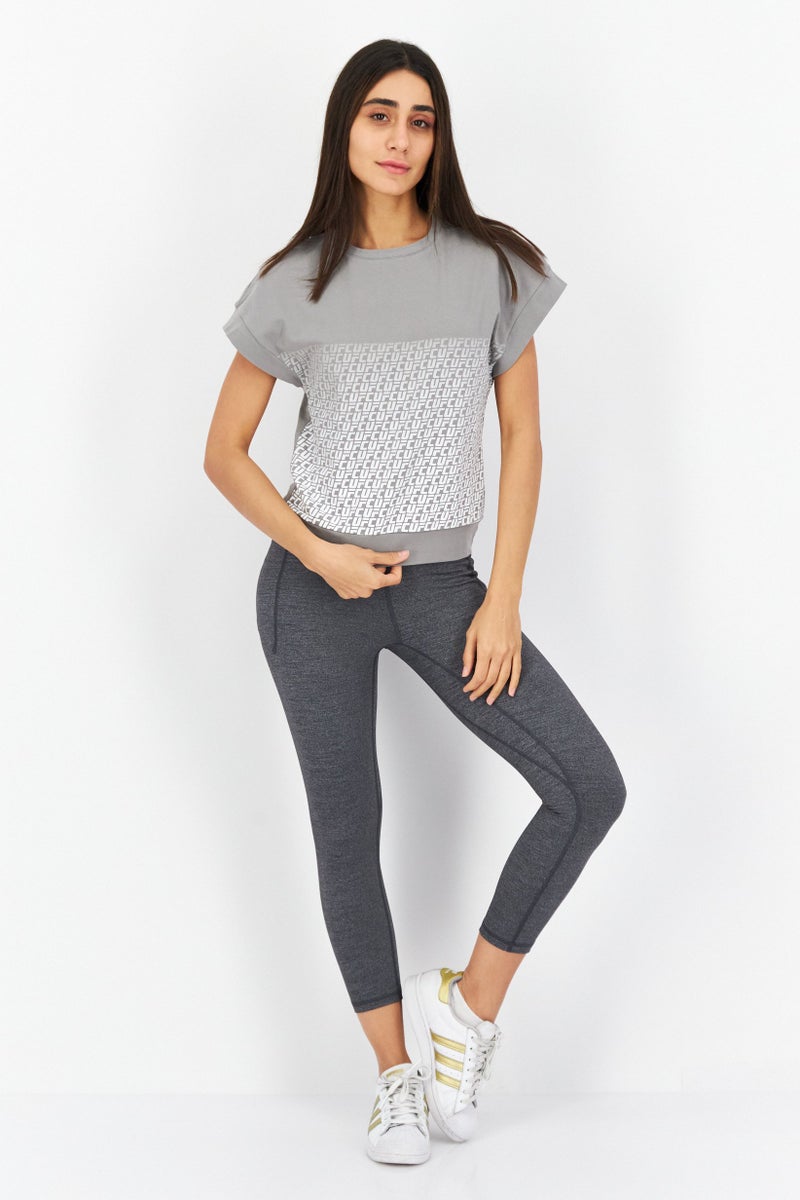 Ufc Women Sportswear Fit Cap Sleeve Training T-Shirt, Grey Combo - Image 4