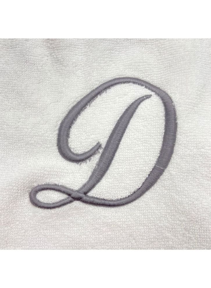 BYFT Embroidered For You (White) Luxury Monogrammed Towels (Set of 1 Hand & 1 Bath Towel) 100% Cotton, Highly Absorbent and Quick dry Bath Linen -600 Gsm (Silver Letter D) - Image 3