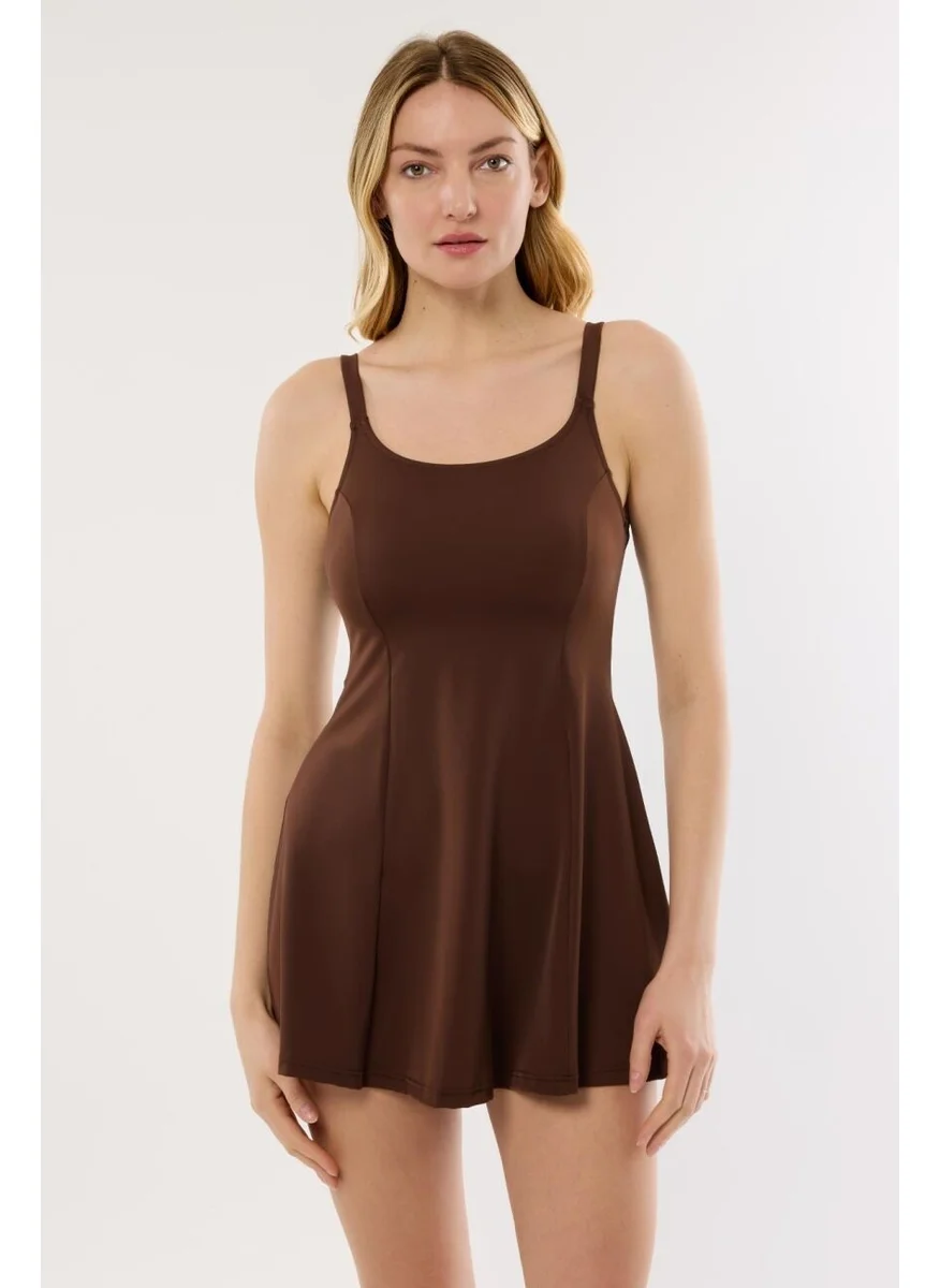 Ayyıldız 49630 Brown Skirted Swimsuit