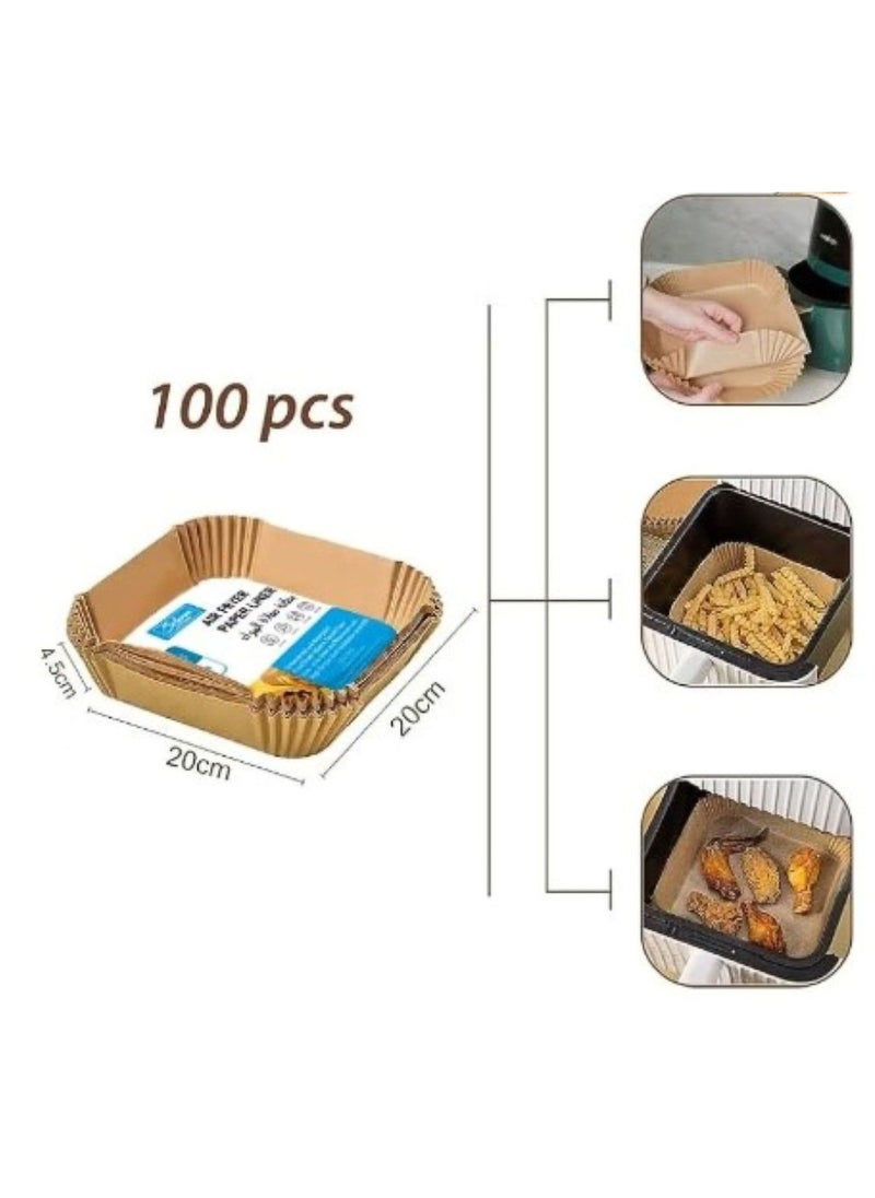 SOLARAE - Air Fryer Paper liner 100pcs Grease Proof And Waterproof Food Grade Silicone Coated - Image 1