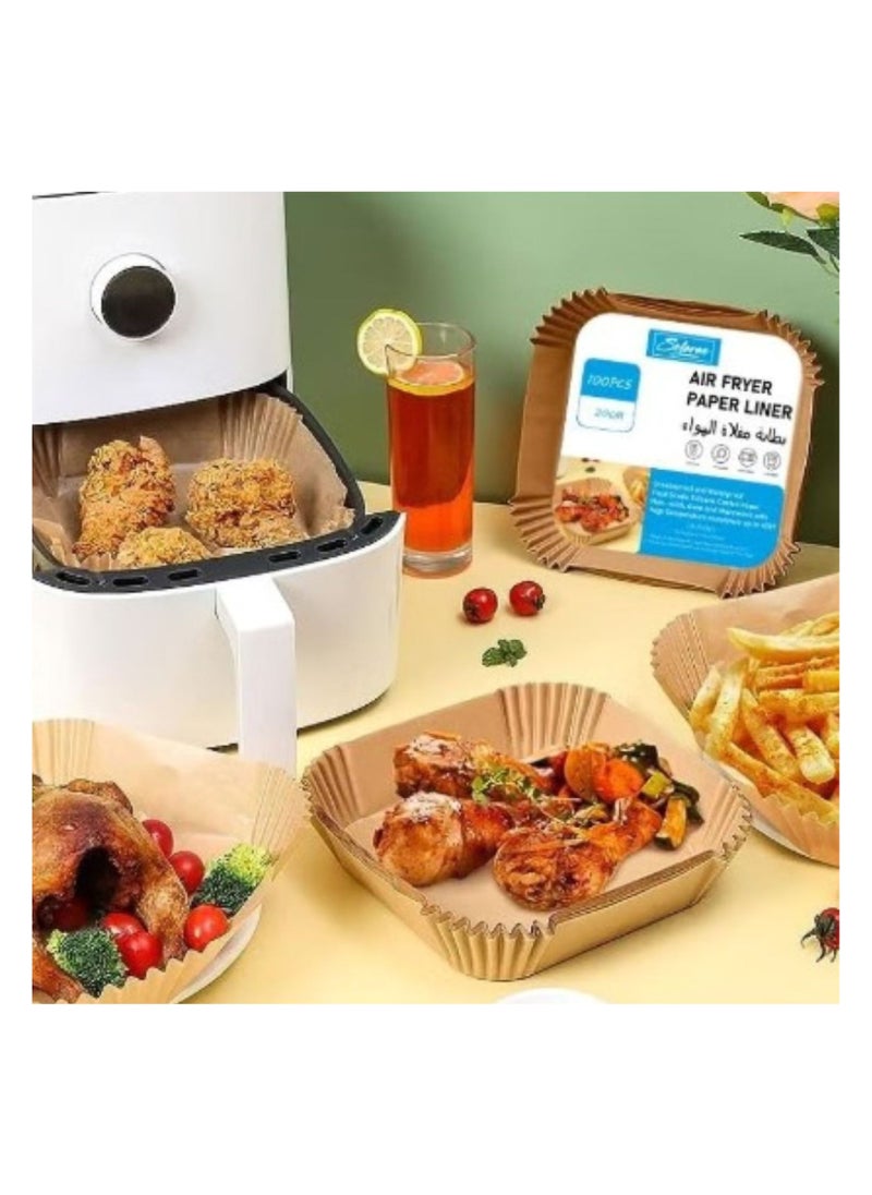 SOLARAE - Air Fryer Paper liner 100pcs Grease Proof And Waterproof Food Grade Silicone Coated - Image 1