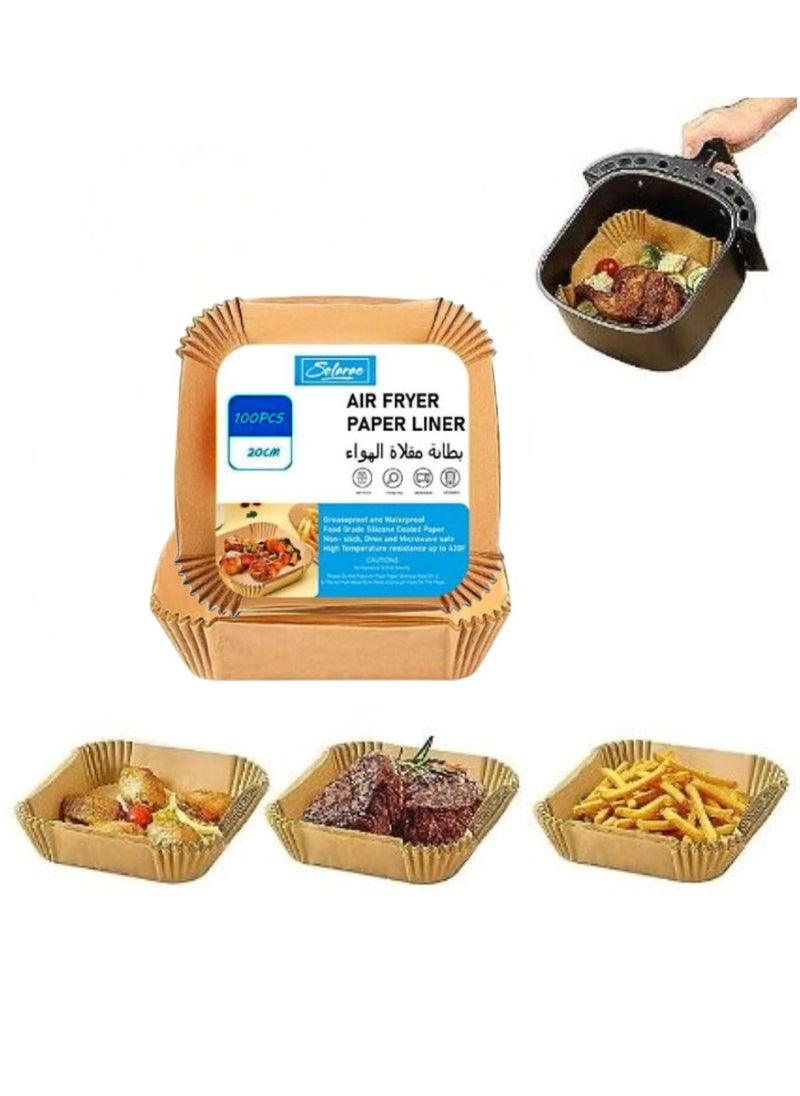 SOLARAE - Air Fryer Paper liner 100pcs Grease Proof And Waterproof Food Grade Silicone Coated - Image 1