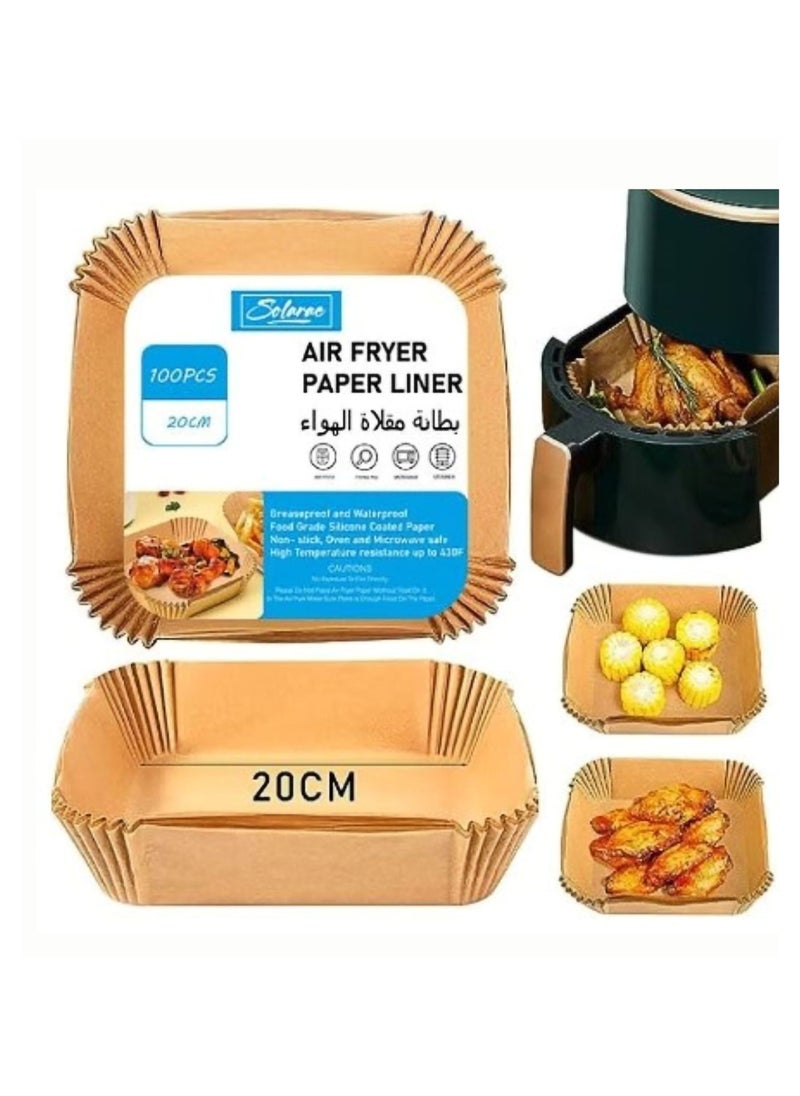 SOLARAE - Air Fryer Paper liner 100pcs Grease Proof And Waterproof Food Grade Silicone Coated - Image 1