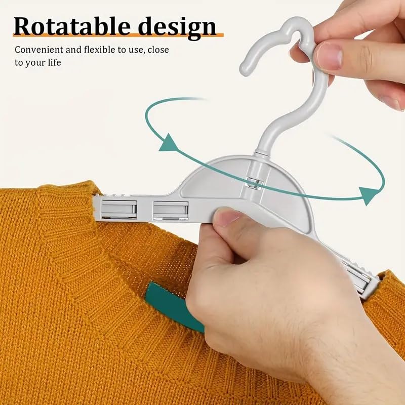 LIVINGBASICS Plastic 4 Pieces Expandable Hangers for Clothes with 360° Rotating Hook/Extendable Hanger for Kids/Telescopic Wardrobe Hanger Ideal for Coat, Sweaters, Jackets, Bath Towels, Pants (Grey) - Image 4