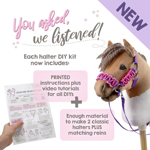 kullaloo DIY Hobby Horse Halter Kit ✦ Make Stick Horse Head Collars, Rope Halters & Reins ✦ Includes Digital Instructions (PDF) ✦ Aqua/Pink - Image 3