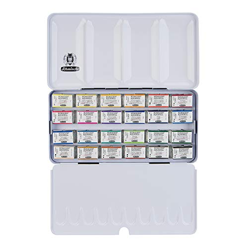 Schmincke - HORADAM® AQUARELL color box with 24 finest watercolors, 74324097, Premium metal box, painting set, 24 x 1/1 pans - Image 1