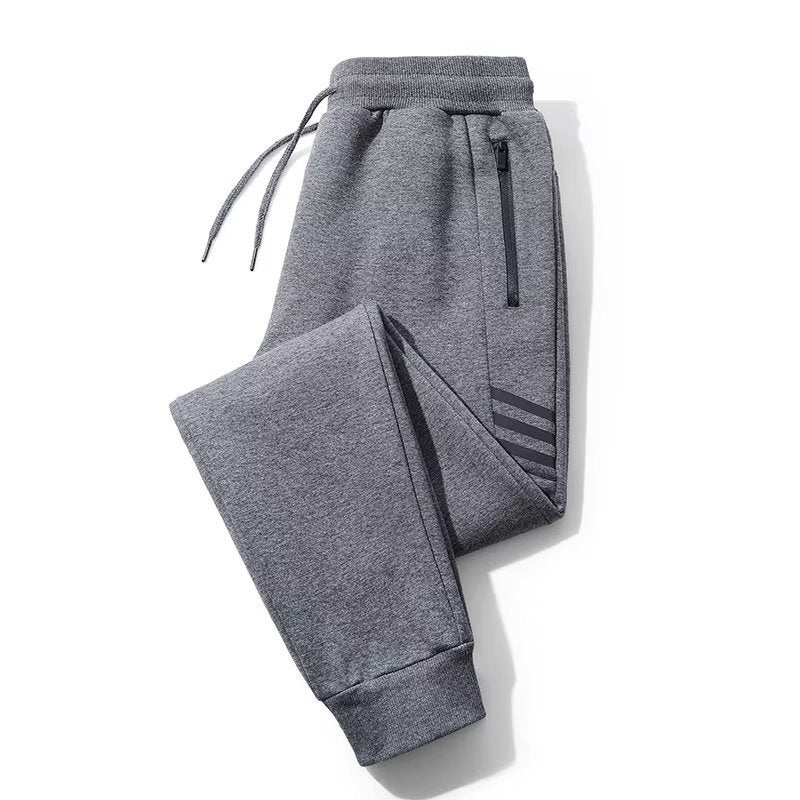 Mens Autumn Winter Velvet Joggers Casual Loose Dark gray  - Image 1
