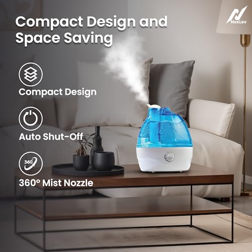 NexLev 2.2L Ultrasonic Cool Mist Humidifier for Bedroom, Baby Nursery & Plants | 30H Runtime, Quiet Operation, 360° Nozzle, Adjustable Mist, Auto Shut-Off, Leak Proof | HU-02 - Image 3