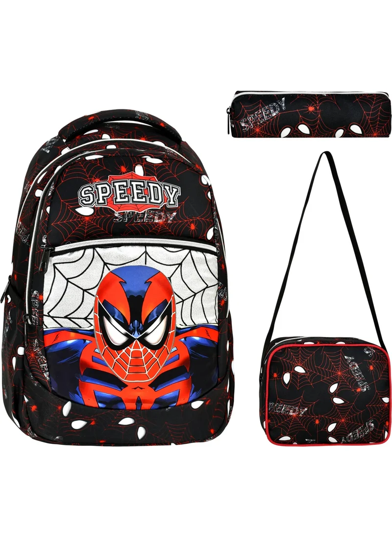 Çantaland 3-Piece School Set, Spiderman Patterned Primary School Bag + Lunch Box + Pencil Case