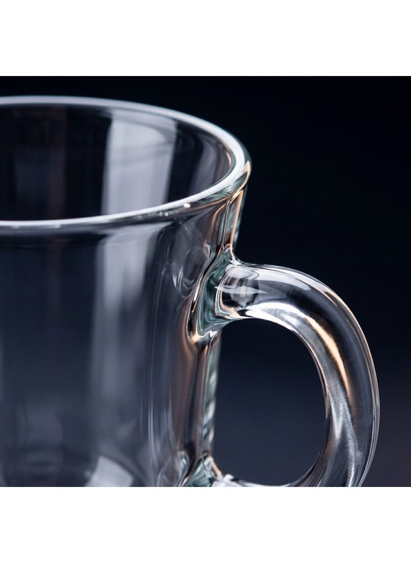 Blinkmax Set of 2 Glass Mugs with Ribbed Base, Comfortable Handle for Hot Drinks, Clear Coffee and Tea Cup for Home and Office - Transparent - Image 5