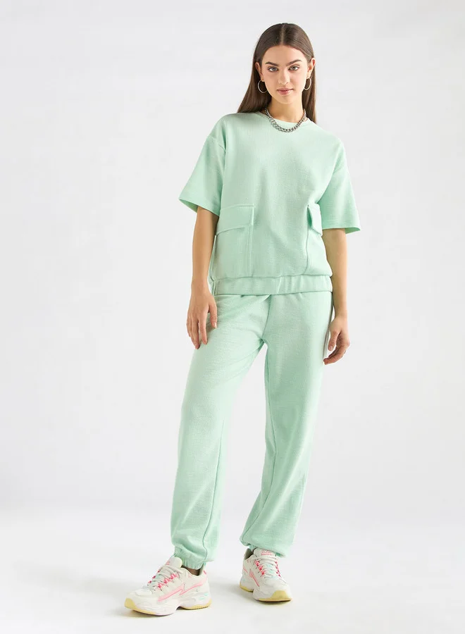 Splash FAV Textured Pocket Detail T-shirt and Joggers Set