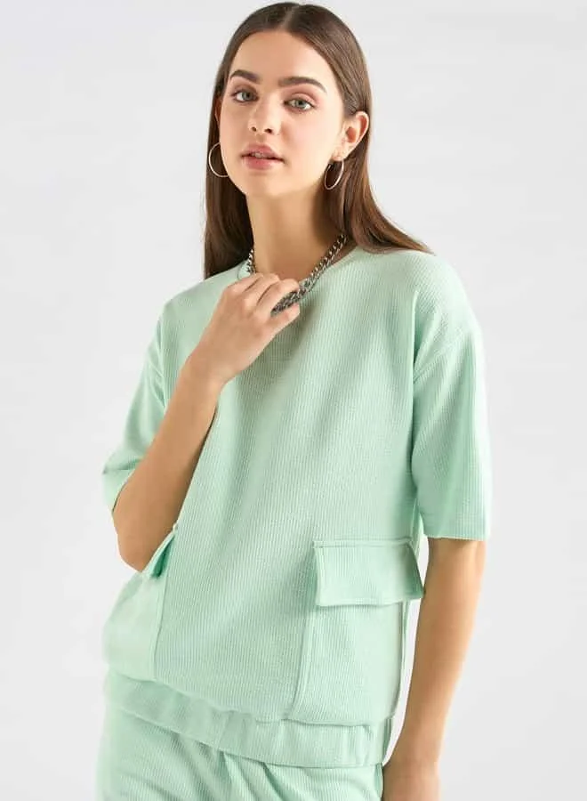 Splash FAV Textured Pocket Detail T-shirt and Joggers Set
