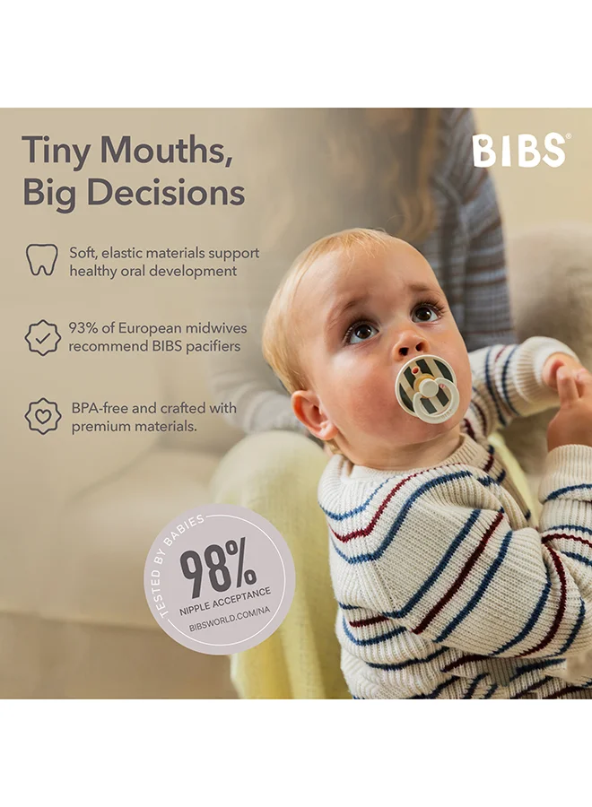 بيبس Studio Colour Round Pacifier, 2 Pieces, Latex Size 2, 6 - 18 Months, Sand Mix, Infant Dummy With Soft Latex, Bpa - Free And Comfortable