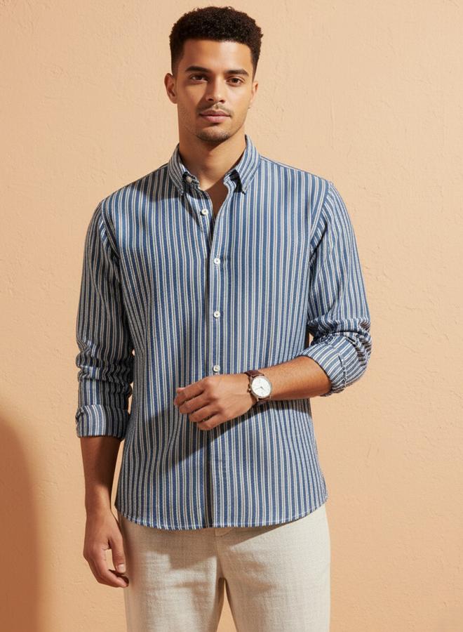 TRULOOM Men Striped Regular Fit Cotton Shirt - Image 1