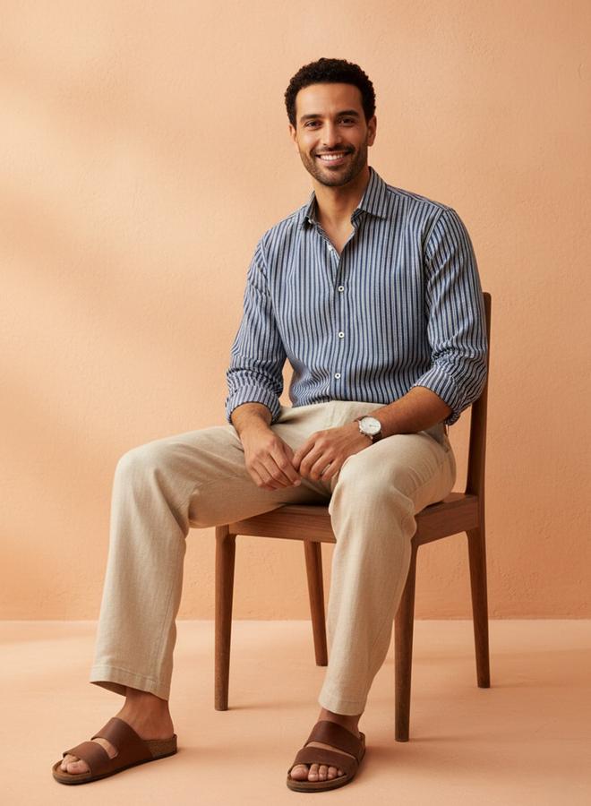 TRULOOM Men Striped Regular Fit Cotton Shirt - Image 5