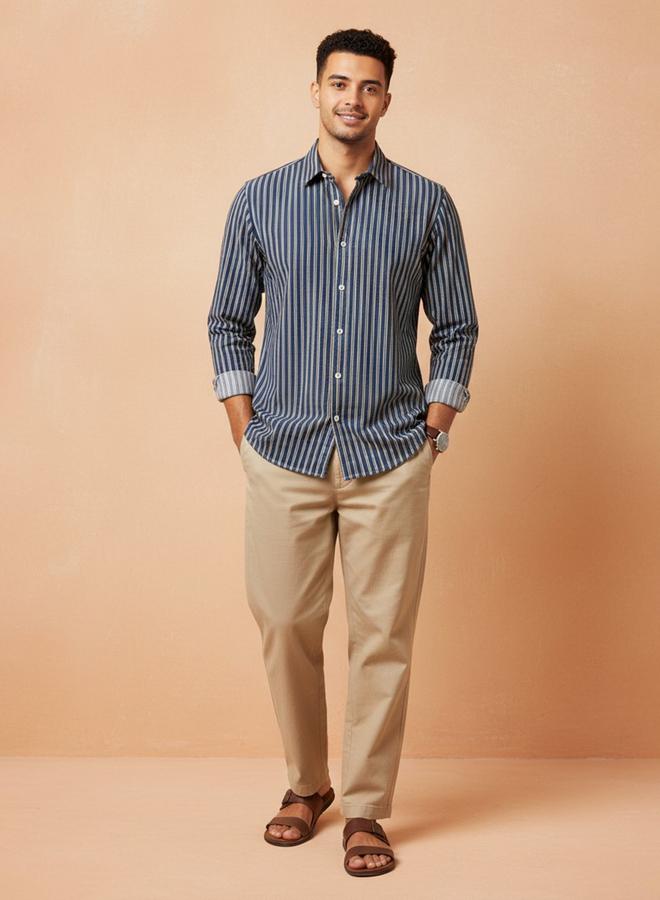 TRULOOM Men Striped Regular Fit Cotton Shirt - Image 4