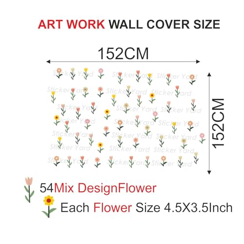 Sticker Yard PVC Vinyl 54 Mix Colorful Flowers Combo Self-Adhesive Wall Sticker for Home Decor/Decoration - Living Room, Bedroom, Kids Room (Multicolor,Size 152X152CM) - Image 4