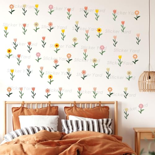 Sticker Yard PVC Vinyl 54 Mix Colorful Flowers Combo Self-Adhesive Wall Sticker for Home Decor/Decoration - Living Room, Bedroom, Kids Room (Multicolor,Size 152X152CM) - Image 3