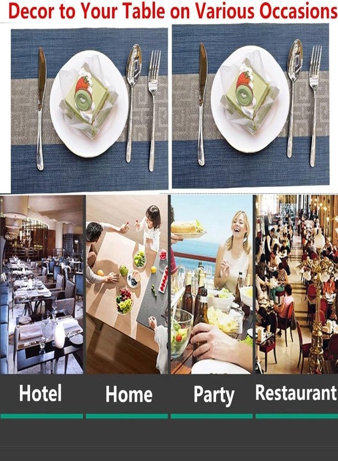 Buganda Elegant & Durable Table Runner and Placemats Set (Blue & Grey, 4 Placemat + 1 Table Runner) - Image 5