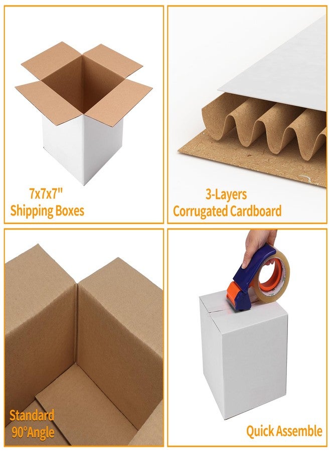 PETAFLOP 7x7x7 Shipping Boxes Set of 25, Small White Cardboard Mailer Box for Packing, Mailing, Business,DIY - Image 3