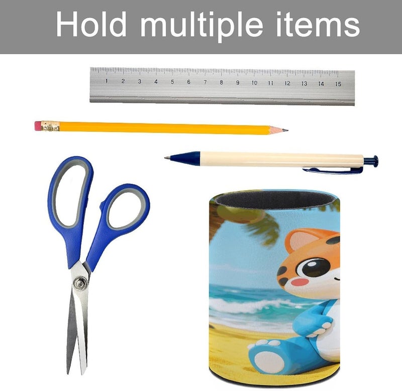 Cat Dinosaur Pen Holder Cute Round Pencil Holder Aesthetic Pencil Cup Colorful Desk Pen Organizer for Office Classroom Home Decorative Stationery Storage Pot for Boys Girls - Image 5